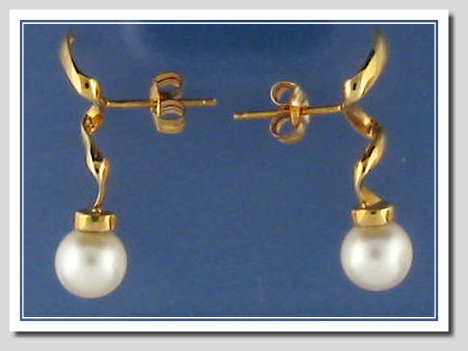Designer Cultured Pearl Earrings, 14K Gold