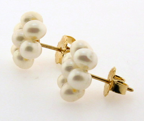 Multi Freshwater Pearl Earring Studs, 14K Yellow Gold