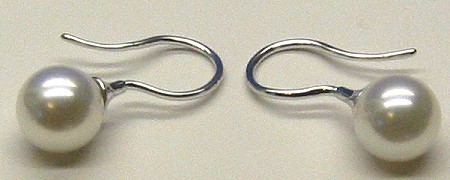 AAA Grade 8-8.5MM Japanese Akoya Cultured Pearl Earrings 14K White Gold French Hoop