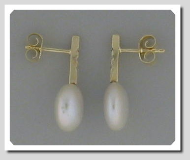 10.5MM Coin Pearl Diamond Earrings 18K Y Gold