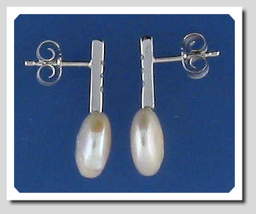 9.4MM FW Cultured Pearl Earrings w/Diamonds, 18K White Gold