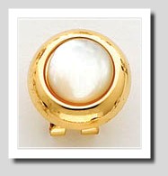 10MM White Mother of Pearl Non Pierced Button Earrings 14K Gold Clip On