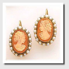 12X17MM Shell Cameo Cultured Pearl Earrings 14K Gold