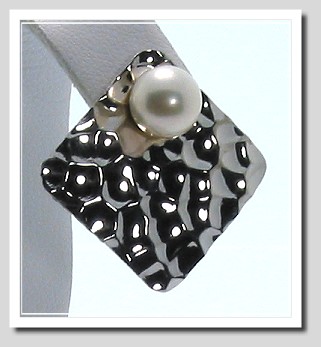 Large Diamond Shape Earring Jackets 14K Gold Hammered