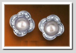 AAA 7MM FW Cultured Pearl & Diamond Earrings 14K White Gold