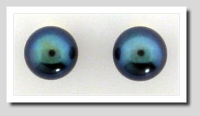 7.5-7.9MM Black Freshwater Pearl Earring Studs, 14K Yellow Gold