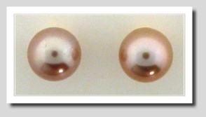 7.5-7.9MM Pink Freshwater Pearl Earring Studs 14K Yellow Gold