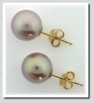 8.5-9MM Pink Freshwater Cultured Pearl Earring Studs, 14K Yellow Gold