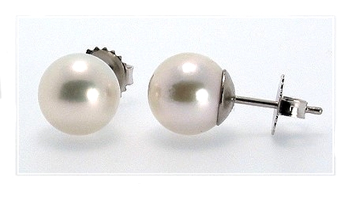 AAA 9-9.5MM Japanese Akoya Pearl Studs 18K White Gold