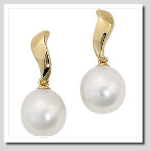 Paspaley 11MM White South Sea Pearl Dangle Earrings 14K Yellow Gold