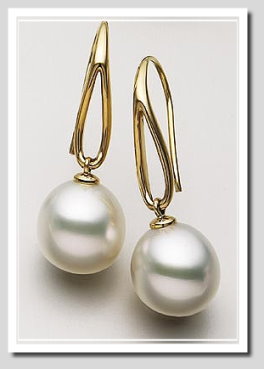 Paspaley 12MM White South Sea Pearl Dangle Earrings 14K Yellow Gold