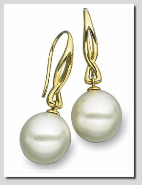 Paspaley 13MM White South Sea Pearl Dangle Earrings 14K Yellow Gold