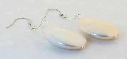 20X27MM Huge Freshwater Baroque Pearl Dangle Earrings, Silver