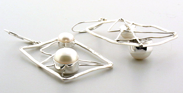 Designer 7-9MM Freshwater Pearl Dangle Earrings, Silver, 1X2.1in