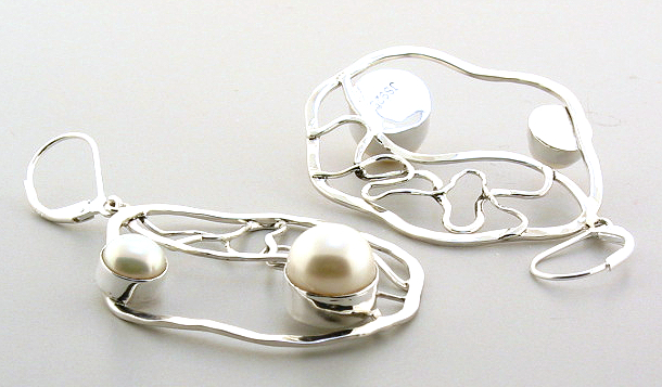 Designer 7-10MM Freshwater Pearl Dangle Earrings, Silver, 1.3X2.28in