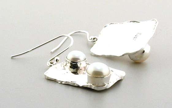 Designer 7-7.5MM Freshwater Pearl Dangle Earrings, Silver, 0.71X1.5in