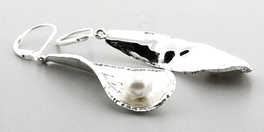 Designer 7MM Freshwater Pearl Dangle Earrings, Silver, 0.59X2.2in
