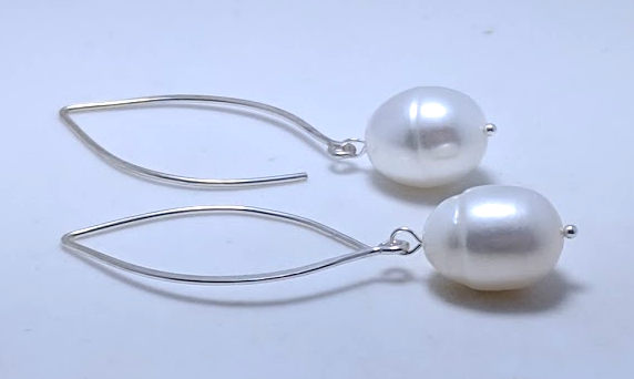 11X14MM Freshwater Pearl Dangle Earrings, Sterling Silver, 2.1in Long