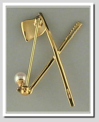 Golf Fun: Cultured Pearl Pin, 14K Yellow Gold