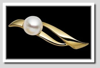 12-12.5MM White South Sea Pearl Pin Brooch, 14K Yellow Gold