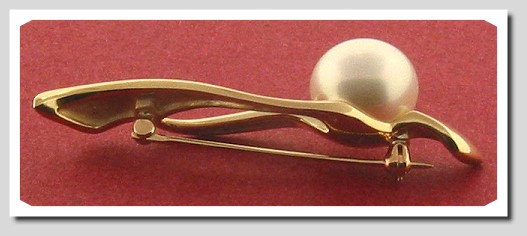 12-12.5MM White South Sea Pearl Pin Brooch, 14K Yellow Gold