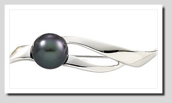 11-11.5MM Tahitian Pearl Brooch 14K White Gold