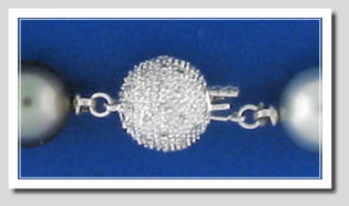 11.1-14.8MM Light Gray Round Tahitian Pearl Necklace 14K Diamond Clasp 0.35CT. 18.5in