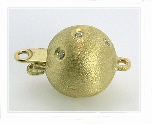 12 - 14.6MM White South Sea Pearl Necklace 14K Diamond Ball Clasp 17.5in