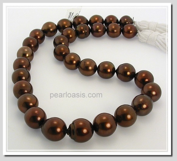 11X13.5MM Chocolate Brown Tahitian Pearl Necklace 14K Diamond Clasp 17.5in