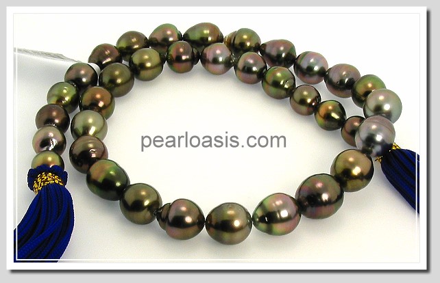8.64MM - 11.6X13MM Eggplant Color Tahitian Pearl Necklace 14K Clasp 17.5in