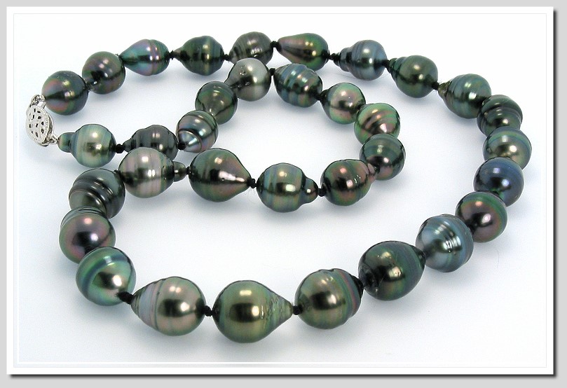 8.4X11MM - 10X13MM Dark Gray Baroque Tahitian Pearl Necklace 14K Gold 18in.
