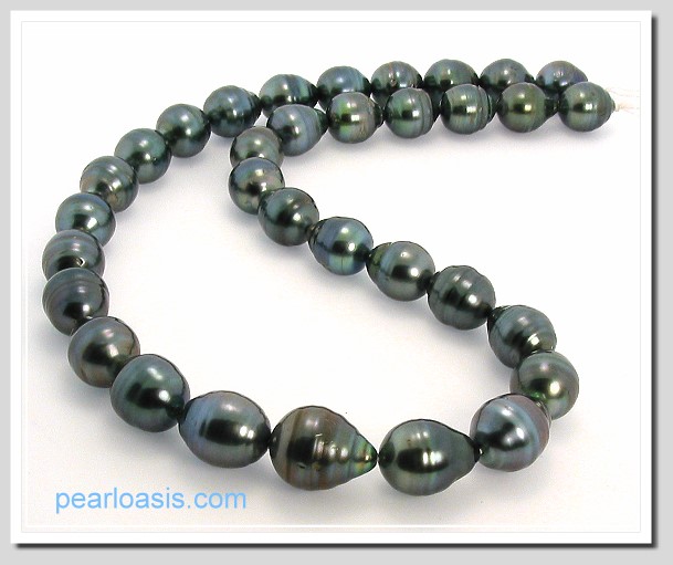 10X11MM - 12X15MM Black Tahitian Pearl Necklace 14K White Gold Clasp 17.5in.