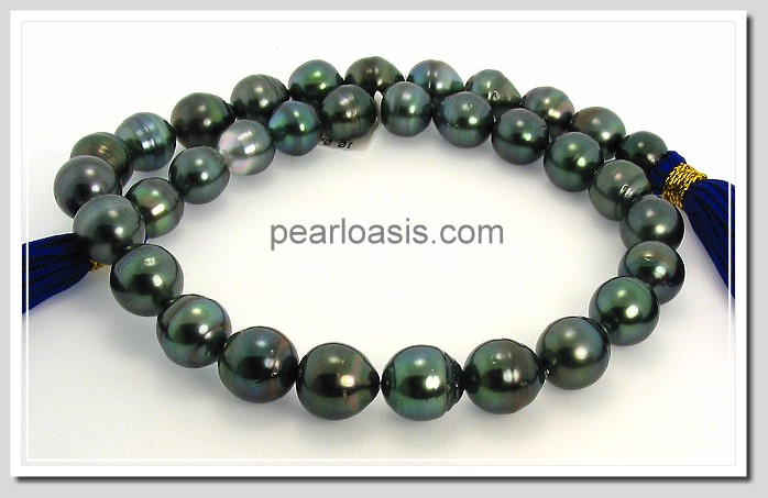 10MM - 11.9X12.9MM Baroque Black Tahitian Pearl Necklace 14K Clasp 17.5in