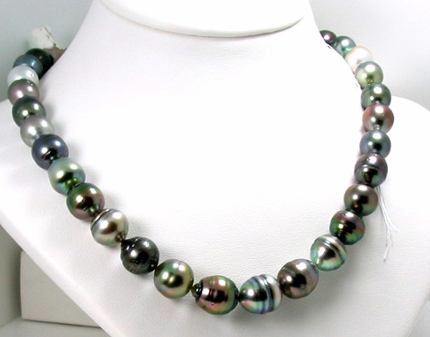 8.1MM - 11X13MM Multi Natural Color Baroque Tahitian Pearl Necklace 14K Clasp 19.5in