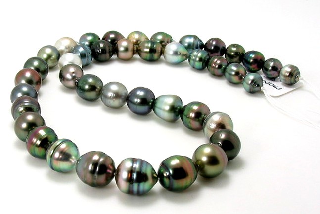 8.1MM - 11X13MM Multi Natural Color Baroque Tahitian Pearl Necklace 14K Clasp 19.5in