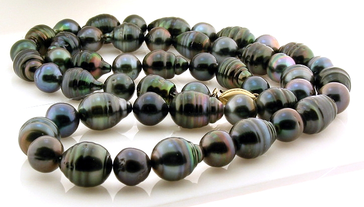 8.7MM - 11.5X13.8MM Black Baroque Tahitian Pearl Necklace, 14K Clasp, 26in