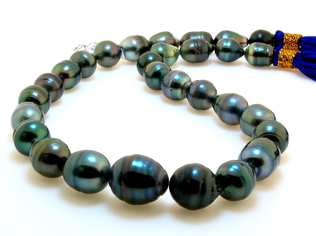 9.6X11MM - 14.4X16.6MM Graduated Tahitian Pearl Necklace, 14K Clasp, 17.5in