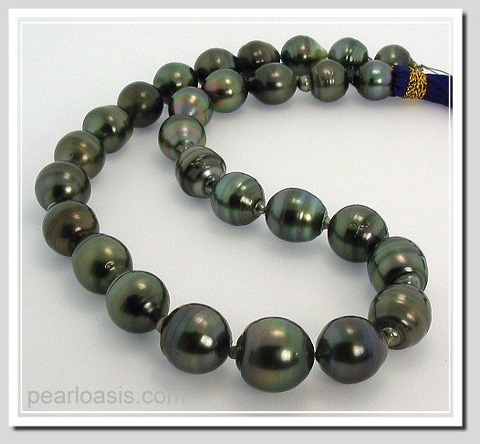 11-14.7MM Black Baroque Tahitian Pearl Necklace 14K Clasp 17.5in