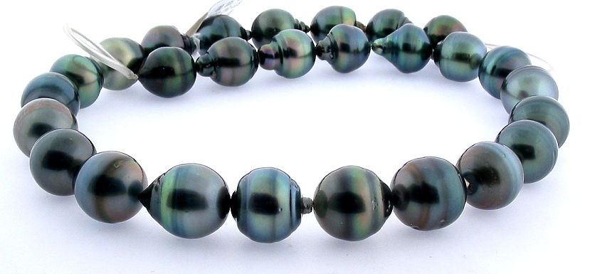 12X14.4MM - 14X16.8MM Peacock Tahitian Pearl Necklace, 14K Clasp, 17.5in