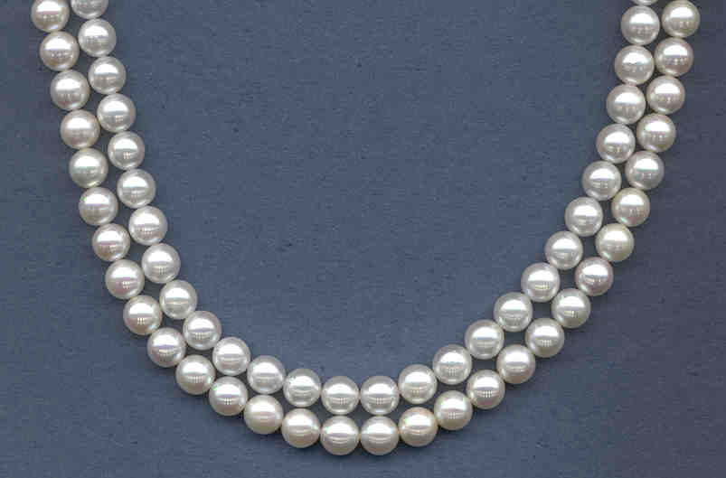 7-7.5MM Japanese Akoya Cultured Pearls, White Grade AA+