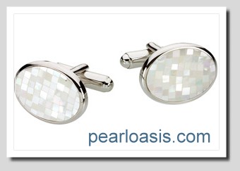Mother of Pearl Cuff Links Sterling Silver