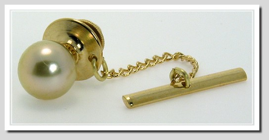 AAA 9.10MM Golden South Sea Pearl Tie Tack, 14K Yellow Gold