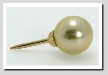AAA 9.10MM Golden South Sea Pearl Tie Tack, 14K Yellow Gold