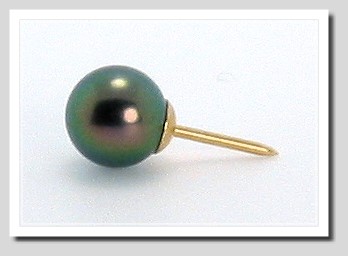 AAA 9.18MM Peacock Tahitian Pearl Tie Tack, 14K Yellow Gold