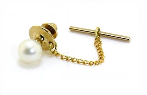 AAA 8-8.5MM Freshwater Pearl Tie Tack 14K Gold