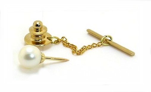 AAA 8-8.5MM Freshwater Pearl Tie Tack 14K Gold