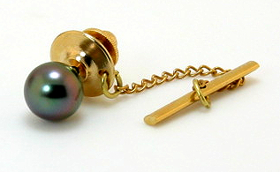 AAA 8.26MM Peacock Tahitian Pearl Tie Tick, 14K Yellow Gold