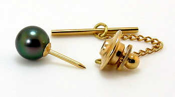 AAA 8.30MM Peacock Tahitian Pearl Tie Tick, 14K Yellow Gold