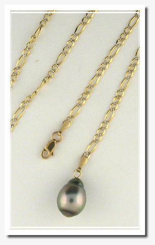 Pearl Lariat Necklace 10.5X14.5MM Gray Tahitian Pearl 10K Gold 24in.