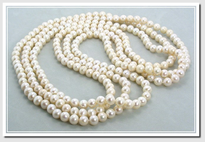 6-7MM White Freshwater Pearl Endless Necklace w/Shortner 64in 